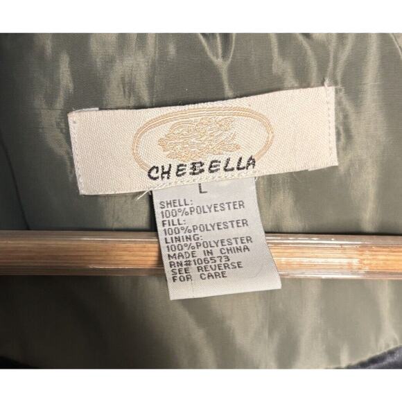 Chebella Quilted Vest Size Large Full Zip Pockets Olive Green Casual Winter - Picture 10 of 11